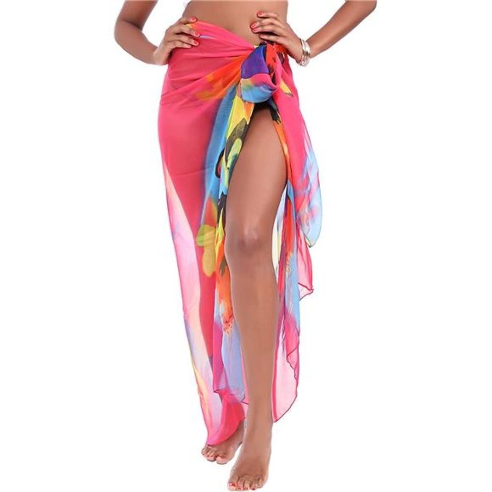 Women' Chiffon Beach Sarong Sheer Swimsuit Cover Ups Swimwear Bikini Wrap